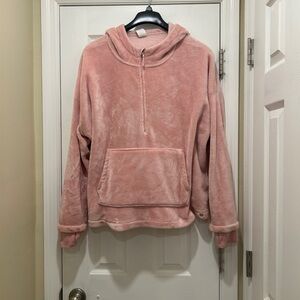 Athletic Works Plush Half-Zip Hooded Pullover and Matching Pants - Dusty Rose
